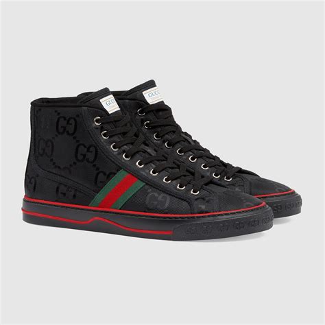 gucci mens shoes black with yellow gucci writtin on|gucci white shoes men.